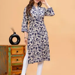 DRESSAR Geometric Printed Mandarin Collar Screen Printed Straight Kurta-picture-1