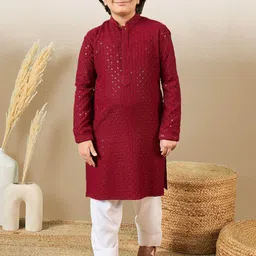 Here&Now X Sanwara Boys Embroidered Regular Sequinned Kurta with Patiala-image-43