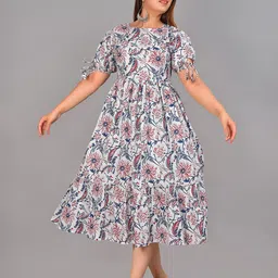 Twirl Tales Ethnic Motifs Print Fit & Flare Midi Dress-image-55