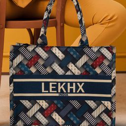 LEKHX Geometric Printed Oversized Structured Handheld Bag-image-92