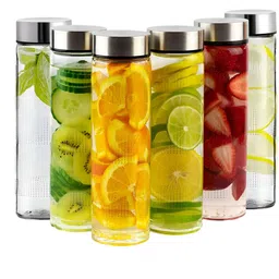 CROCO JAR Transparent Set of 6 Glass Solid Water Bottle-0
