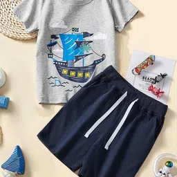 INCLUD Boys Printed Short Sleeves T-shirt With Shorts-image-5