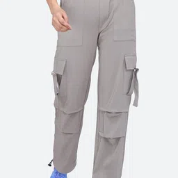 FCK-3 Women Urban High-Rise Wrinkle Free Relaxed Fit Parachute Trousers-picture-36
