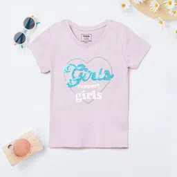 max Girls Typography Printed Pure Cotton T-shirt-image-91