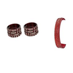 Somil Combo Glass Bangles For Women |Combo Of 2 Set, Maroon, Red-image-58