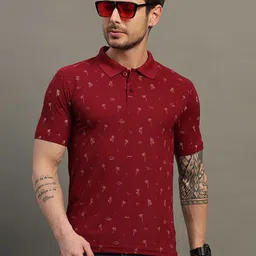 TIMBER HITCH Conversational Printed Polo Collar Cotton T-shirt-picture-43