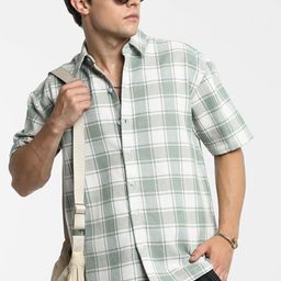 Campus Sutra Men Comfort Spread Collar Tartan Checked Polycotton Casual Shirt-image-13
