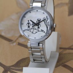VIRAKTI Women Brass Printed Dial & Bracelet Style Analogue Watch G-95-WHITE STEEL BELT-image-52