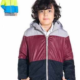 Cherry Crumble Kids Grey Colourblocked Reversible Hooded Padded Jacket-image-53