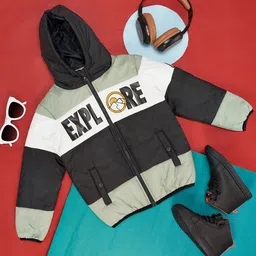 Pantaloons Junior Boys Colourblocked Hooded Crop Padded Jacket-image-34
