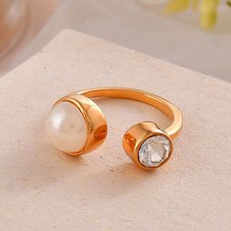 Voylla Gold-Plated Cubic Zirconia-Studded Adjustable Finger Ring-10