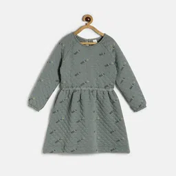 MINI KLUB Girls Self Design Abstract Printed Knee Length Jumper Dress-image-24