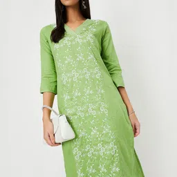 max Women Floral Printed Festive Cotton Straight Kurta-28