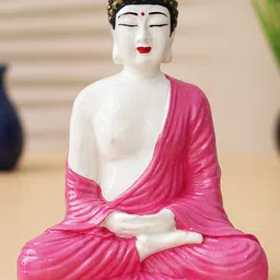 eCraftIndia Pink & White Meditating Buddha Showpiece-40