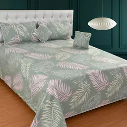 BREVARD Green Pink Tropical Printed Superfine Double Queen  Bedding Set-34