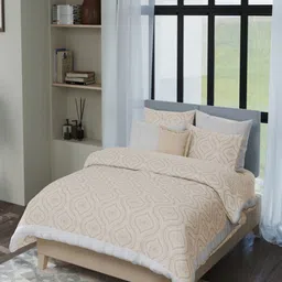 LABHAM Kadambari 7-Pcs Beige Printed Pure Cotton Double King Bedding Set-10