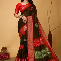 Mitera Ethnic Motifs Zari Art Silk Banarasi Saree-image-77