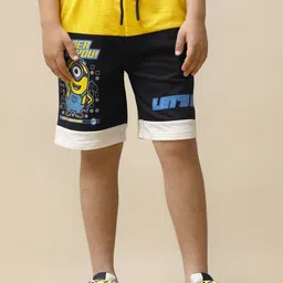 Kids Ville Boys Minions Printed Cotton Mid Rise Shorts-48