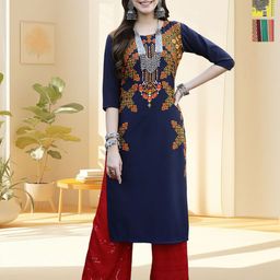 HERE&NOW Women Pack Of 3 Ethnic Motifs Printed Crepe Kurta-image-77