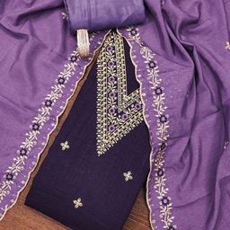 BlissFlair Floral Embroidered Sequinned Unstitched Dress Material-image-87