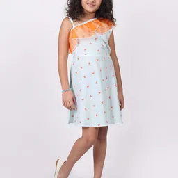 SILK SPARROW Girls Cotton Polka Dot Printed A-Line One Shoulder Dress-image-7
