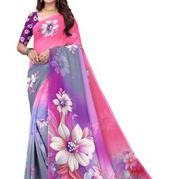 Pemal Designer Floral Pure Georgette Saree-image-57