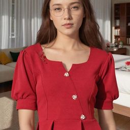 SFOTY Women Embellished Puff Sleeve Peplum Top-image-60