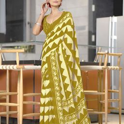 AMRUTKALA SAREES Geometric Printed Pure Cotton Block Print Saree-picture-7
