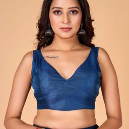 flaher V-Neck Silk Saree Blouse-image-89