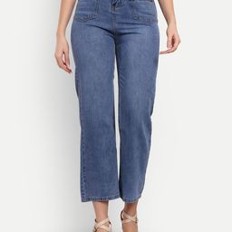 iki chic Women Blue High-Rise Clean Look Light Fade Embellished Jeans-image-68