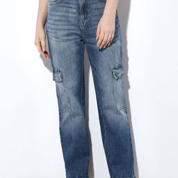 ONLY Women Straight Fit High-Rise Heavy Fade Stretchable Cargo Jeans-image-18