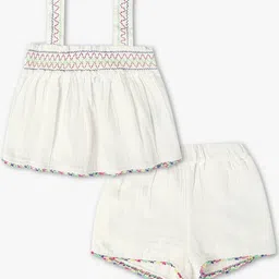 GAP Girls Embroidered Pure Cotton Top & Shorts Clothing Set-image-11