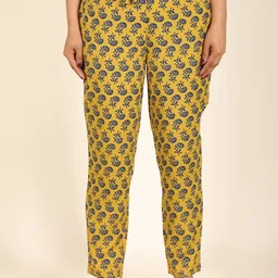 Aramya Women Floral Printed Cotton Straight Fit Trousers-image-51