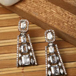 ZENEME Rose Gold-Plated Contemporary Drop Earrings-picture-11