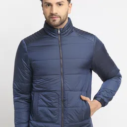 HOUSE OF VEDAS Men Navy Blue Lightweight Longline Outdoor Padded Jacket-image-53