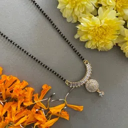 Digital Dress Room Gold-Plated Black & White Stone Studded & Beaded Mangalsutra-image-89