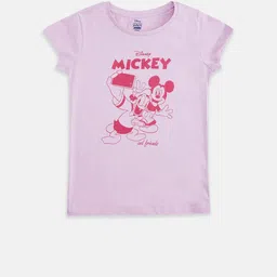 Pantaloons Junior Girls Lavender Minnie Mouse Printed Extended Sleeves Applique T-shirt-picture-23