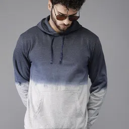 Campus Sutra Men Blue & Grey Colourblocked Hooded Sweatshirt-picture-43