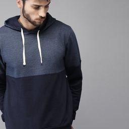 Campus Sutra Men Blue Colourblocked Hooded Sweatshirt-image-103