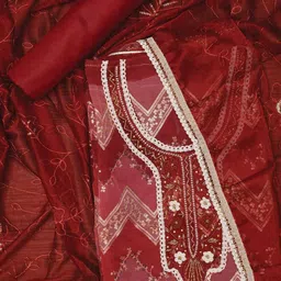 SHADOW & SAINING Embroidered Organza Unstitched Dress Material-picture-39
