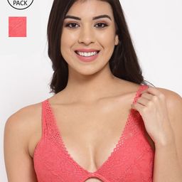 Inner Sense Pack Of 2 Pink Organic Cotton Antimicrobal Laced Padded Everyday Bra-image-50