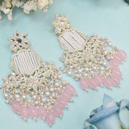MEIRA JEWELLERY Silver Plated Kundan Stones Studded & Pearls Beaded Contemporary Chandbali-4