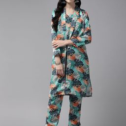 BAESD Women Printed Angrakha Gotta Patti Kurta with Skirt & With Dupatta-image-93