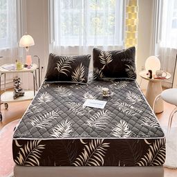 JC HOME Black & Beige Floral Printed 150 TC King Bedsheet Set2 m x 1.8 m-15