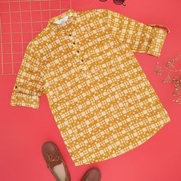 indus route by Pantaloons Boys Geometric Printed Mandarin Collar Pure Cotton Kurta-image-47
