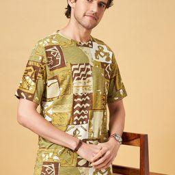 7 Alt by Pantaloons Relaxed Fit Abstract Printed Cotton T-shirt-picture-10