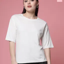 Clora Creation Pack Of 2 Round Neck Three-Quarter Drop-Shoulder Sleeves T-shirts-image-64