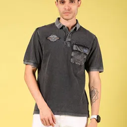 V-Mart Men Solid Polo Collar Cotton T-shirt-image-10