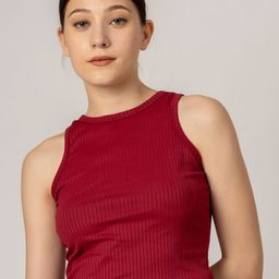 Redamancii Women Vertical Striped Round Neck Polycotton Top-image-45