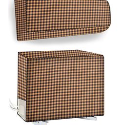 The Furnishing Tree 1 Ton Split AC Cover for Indoor and Outdoor Units Checkered Pattern Brown-image-80